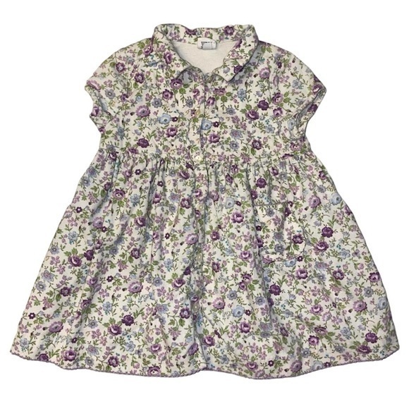 Vintage Y2K Gap Girls‎ Floral Corduroy Button up Collared Dress - Picture 1 of 7